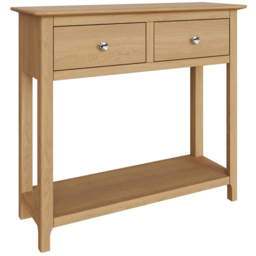 FWStyle Taberno 2 Drawer Oak Hallway Console Table - Size: 76 x 85 x 30cm - Brown - Wilko - thumbnail 3