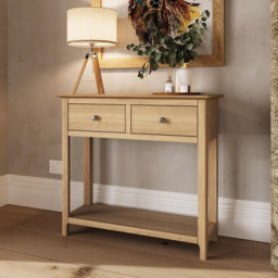 FWStyle Taberno 2 Drawer Oak Hallway Console Table - Size: 76 x 85 x 30cm - Brown - Wilko - thumbnail 7