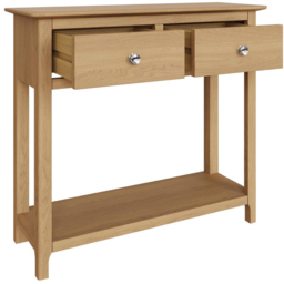 FWStyle Taberno 2 Drawer Oak Hallway Console Table - Size: 76 x 85 x 30cm - Brown - Wilko - thumbnail 4