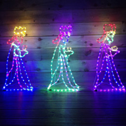 Samuel Alexander 360 Multicolour LED Nativity Three Wise Men Silhouette Rope Light 70cm - Size: 70 x 70 x 10cm - Multi Coloured - Wilko