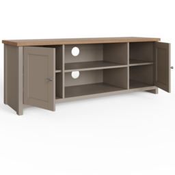GFW Lancaster 2 Door 2 Shelf Grey Large TV Cabinet - Size: 39 x 130 x 50cm - Wilko - thumbnail 4