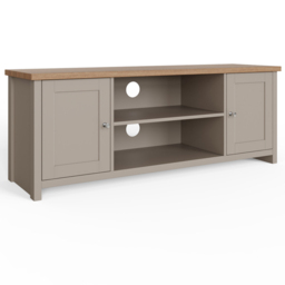GFW Lancaster 2 Door 2 Shelf Grey Large TV Cabinet - Size: 39 x 130 x 50cm - Wilko - thumbnail 3