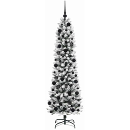 vidaXL Pre-Lit Warm White LED and Black Baubles White Artificial Christmas Tree with Stand 5.9ft - Wilko - thumbnail 5