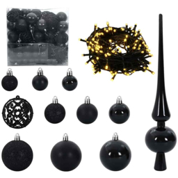 vidaXL Pre-Lit Warm White LED and Black Baubles White Artificial Christmas Tree with Stand 5.9ft - Wilko - thumbnail 6