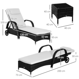 Outsunny Rattan Hammock Table Set Black - Size: 56 x 73 x 200cm - Wilko - thumbnail 6