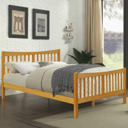 Brooklyn Double Caramel Solid Wooden Country Bed Frame - Cream - Wilko - thumbnail 1