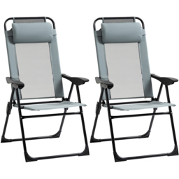 Outsunny Set of 2 Grey Foldable Sun Lounger - Size: 1 Seater - Wilko - thumbnail 3
