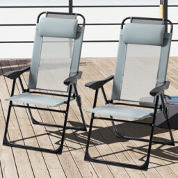 Outsunny Set of 2 Grey Foldable Sun Lounger - Size: 1 Seater - Wilko - thumbnail 1