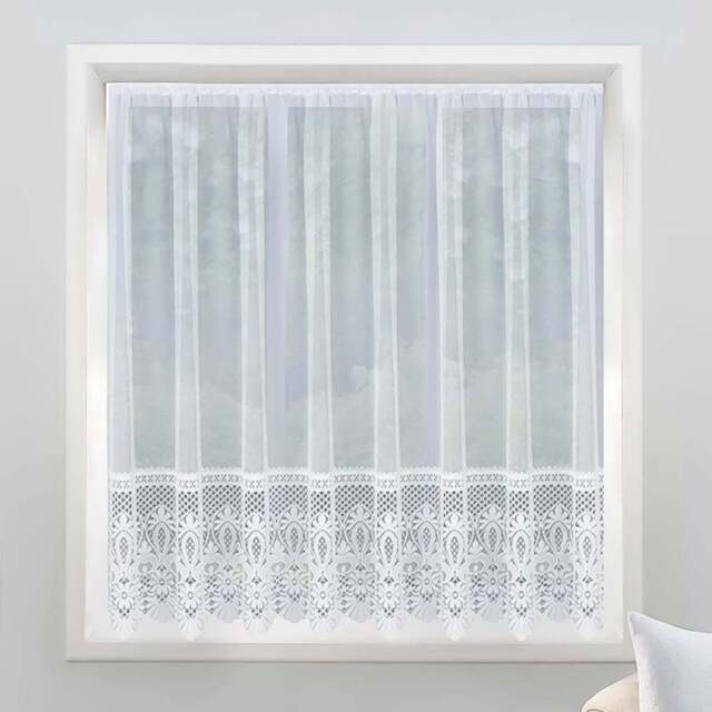 Tyrone Textiles Brazil White Pocket Header Net Curtain 500 x 101cm - Size: 101 x 500 x 1cm - Wilko - image 1