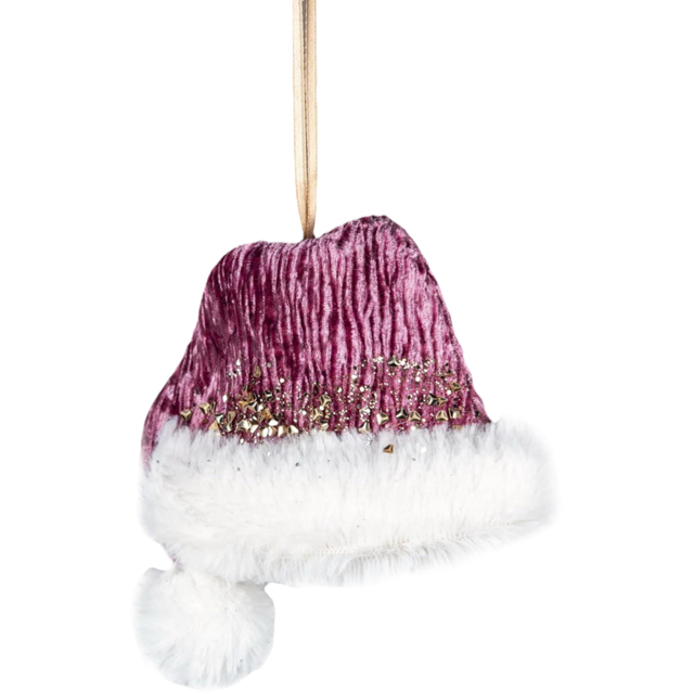 Shatchi Pink Santa Hat Hanging Christmas Decoration - Size: 13 x 12 x 4cm - Wilko - image 1