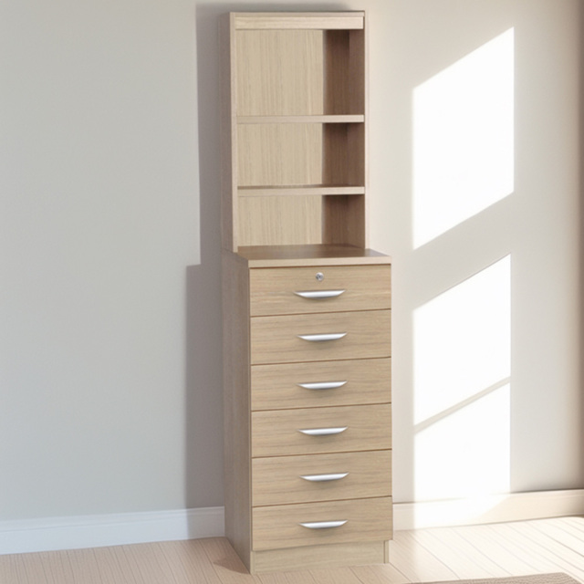 R White Cabinets 6 Drawer 3 Shelf Brown Chest of Drawers with Hutch - Wilko - image 1