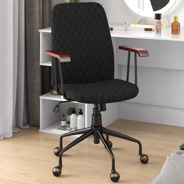 Costway Black Velvet Adjustable Rocking Office Chair - Size: 59 x 56 x 29cm - Wilko - image 1