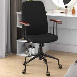 Costway Black Velvet Adjustable Rocking Office Chair - Size: 59 x 56 x 29cm - Wilko - thumbnail 1