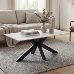wilko Verona Ceramic Coffee Table - Size: 45 x 110 x 60cm - Ivory - Shankar
