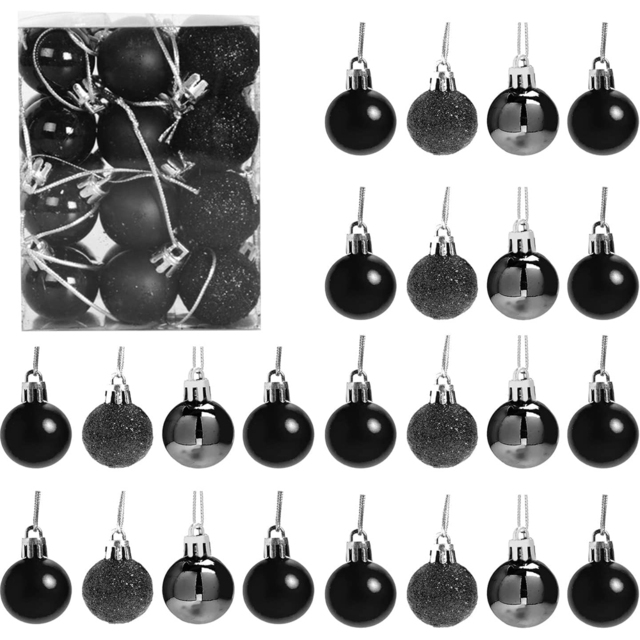 Shatchi Black Shatterproof Bauble 24 Pack - Wilko - image 1