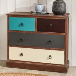 Pacific Lifestyle Loft 4 Drawer Multicolour Pine Wood Chest of Drawers - Wilko - thumbnail 1