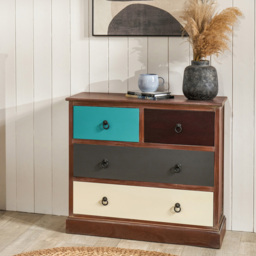 Pacific Lifestyle Loft 4 Drawer Multicolour Pine Wood Chest of Drawers - Wilko - thumbnail 5