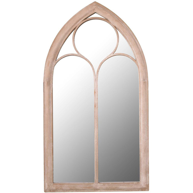 MirrorOutlet Somerley Stone Chapel Arched Garden Mirror 112 x 61cm - Size: 112 x 61 x 3cm - Cream - Wilko - image 1