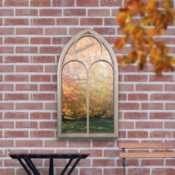 MirrorOutlet Somerley Stone Chapel Arched Garden Mirror 112 x 61cm - Size: 112 x 61 x 3cm - Cream - Wilko - thumbnail 4