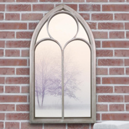 MirrorOutlet Somerley Stone Chapel Arched Garden Mirror 112 x 61cm - Size: 112 x 61 x 3cm - Cream - Wilko - thumbnail 3