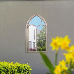 MirrorOutlet Somerley Stone Chapel Arched Garden Mirror 112 x 61cm - Size: 112 x 61 x 3cm - Cream - Wilko - thumbnail 5