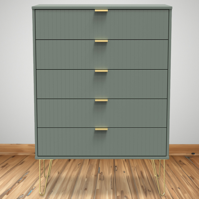 Crowndale 5 Drawer Reed Green Wide Chest of Drawers Ready Assembled - Wilko - image 1