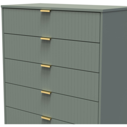 Crowndale 5 Drawer Reed Green Wide Chest of Drawers Ready Assembled - Wilko - thumbnail 6