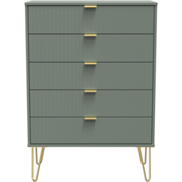 Crowndale 5 Drawer Reed Green Wide Chest of Drawers Ready Assembled - Wilko - thumbnail 4
