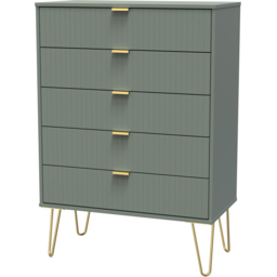 Crowndale 5 Drawer Reed Green Wide Chest of Drawers Ready Assembled - Wilko - thumbnail 3