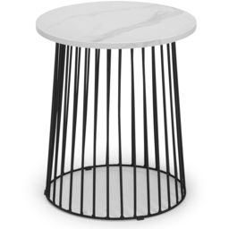 Julian Bowen Broadway White Marble Round Wire Lamp Table - Size: 40 x 40 x 46cm - Wilko - thumbnail 3