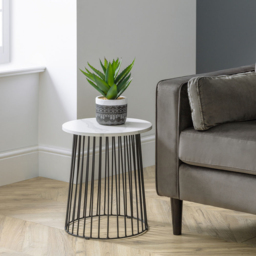 Julian Bowen Broadway White Marble Round Wire Lamp Table - Size: 40 x 40 x 46cm - Wilko - thumbnail 5