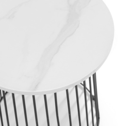 Julian Bowen Broadway White Marble Round Wire Lamp Table - Size: 40 x 40 x 46cm - Wilko - thumbnail 4