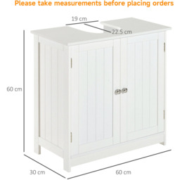 HOMCOM Kleankin Under Sink Base Cabinet White - Size: 60 x 30 x 60cm - Wilko - thumbnail 7
