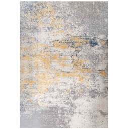 Kukoon Silver Grey and Ochre Distressed Abstract Rug 150 x 80cm - Blue - Wilko - thumbnail 1