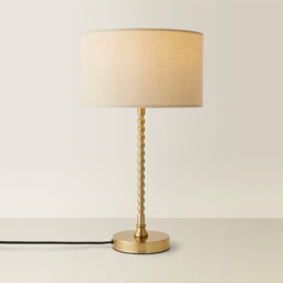 ValueLights Maeve Cream and Gold Drum Shade Bobbin Bobble Table Lamp and LED Bulb - Size: 37.3 x 25 x 25cm - Wilko - thumbnail 6