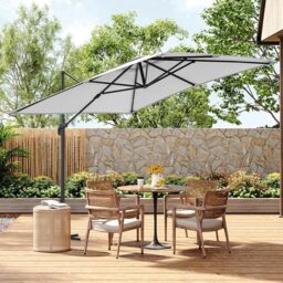 Living and Home Grey Square Rotating Tilt Cantilever Parasol with Cross Base 3m - Wilko - thumbnail 3
