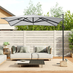 Living and Home Grey Square Rotating Tilt Cantilever Parasol with Cross Base 3m - Wilko - thumbnail 6