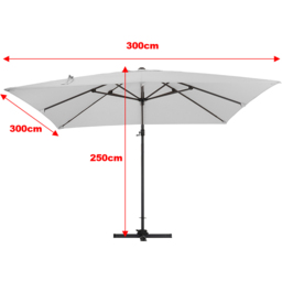 Living and Home Grey Square Rotating Tilt Cantilever Parasol with Cross Base 3m - Wilko - thumbnail 7