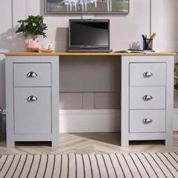 Home Source Camden Single Door 4 Drawer Grey Office Desk - Size: 75 x 45 x 135cm - Wilko - thumbnail 1