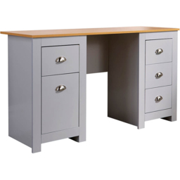 Home Source Camden Single Door 4 Drawer Grey Office Desk - Size: 75 x 45 x 135cm - Wilko - thumbnail 3