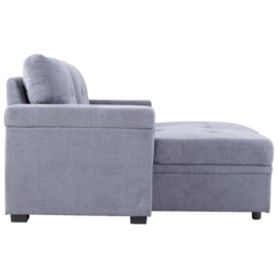H&O Direct 3 Seater Chaise Sofa Bed with Hidden Storage - Grey - Wilko - thumbnail 5