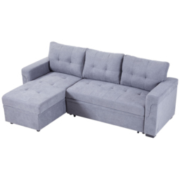 H&O Direct 3 Seater Chaise Sofa Bed with Hidden Storage - Grey - Wilko - thumbnail 3