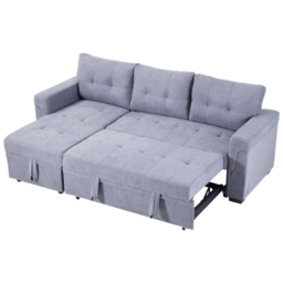 H&O Direct 3 Seater Chaise Sofa Bed with Hidden Storage - Grey - Wilko - thumbnail 4
