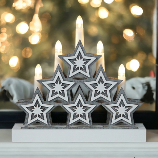 Xmas Haus Festive 5 Pointed Star Candle Light Effect Decoration - Size: 246 x 260 x 50cm - White - Wilko - image 1