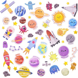 Walplus Lost in Space Double Sided Reusable Foam Window Sticker 52 Piece - Size: 0.3 x 30 x 55cm - Multi - Wilko - thumbnail 1