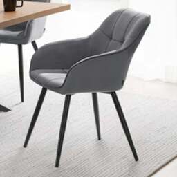 tectake Marilyn Grey and Black Quilted Velvet Dining Chair - Size: Single - Wilko