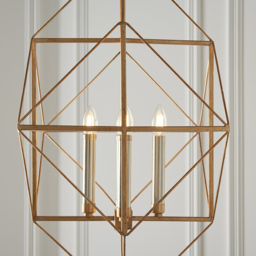 Merano Pescara Gold and Silver Leaf Pendant Light - Size: 57.5 x 57.5 x 245cm - Wilko - thumbnail 5