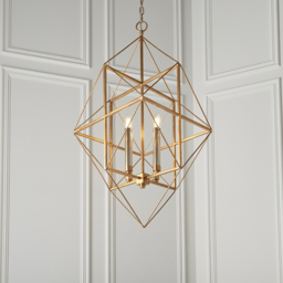 Merano Pescara Gold and Silver Leaf Pendant Light - Size: 57.5 x 57.5 x 245cm - Wilko - thumbnail 6