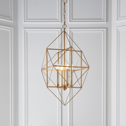 Merano Pescara Gold and Silver Leaf Pendant Light - Size: 57.5 x 57.5 x 245cm - Wilko - thumbnail 3