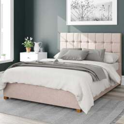 Aspire Sinatra King Size Natural Saxon Twill Ottoman Bed - Cream - Aspire Beds - Wilko - thumbnail 1